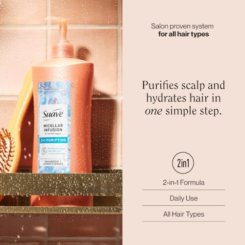 Suave Micellar Infusion 2-in-1 Purifying Shampoo & Conditioner, 28 Fl Oz