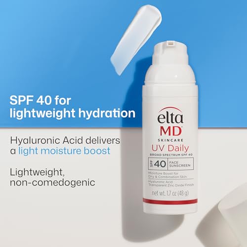 EltaMD UV Daily SPF 40 Face Sunscreen Moisturizer with Zinc Oxide, Daily Face Moisturizer with SPF, Sunscreen for Dry Skin