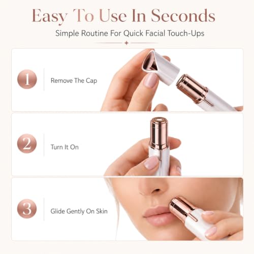 BOQXRM White Facial Hair Removal for Women with 2 Replacement Heads - Gentle, USB Rechargeable, Waterproof