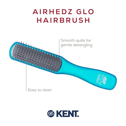 Kent Airhedz Glo Blue Detangling Hair Brush - 9 Row Ionic Nylon Bristles