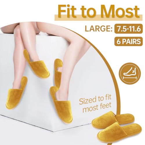 Large Yellow Disposable Spa Slippers for Premium Guests - 2-6 Pairs