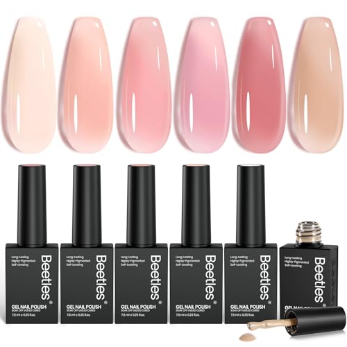 Beetles Nude Gel Nail Polish Set - 6 Trendy Sheer Colors