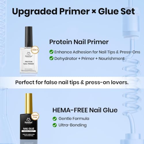 Beetles HEMA-Free Nail Glue & Protein Primer Set, 2x10ml