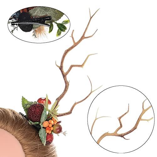 Resin Antlers Christmas Reindeer Headband Hair Clips Holiday Hair Accessory - TOECWEGR
