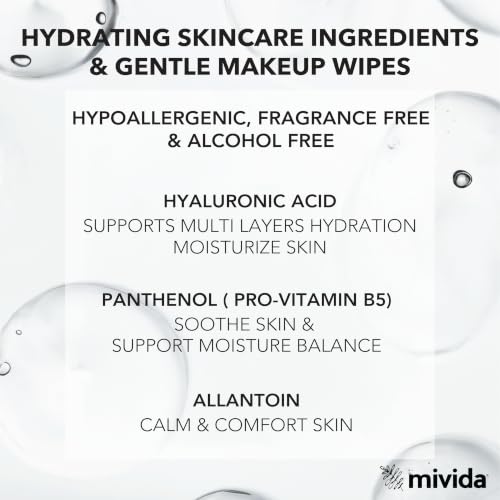 Mivida Hypoallergenic Makeup Remover Wipes - 25 Count