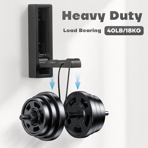 Heavy Duty Folding Wall Hooks - 2 Pack Matte Black Zinc Alloy