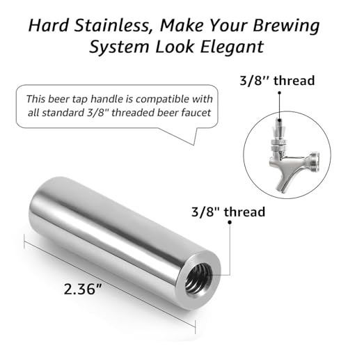 Stainless Steel Beer Tap Handle - Upgraded 3/8” Thread Kegerator Accessory