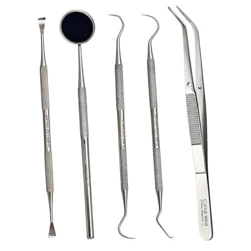 5-Piece Dental Hygiene Set - Stainless Steel Tartar Remover & Tools