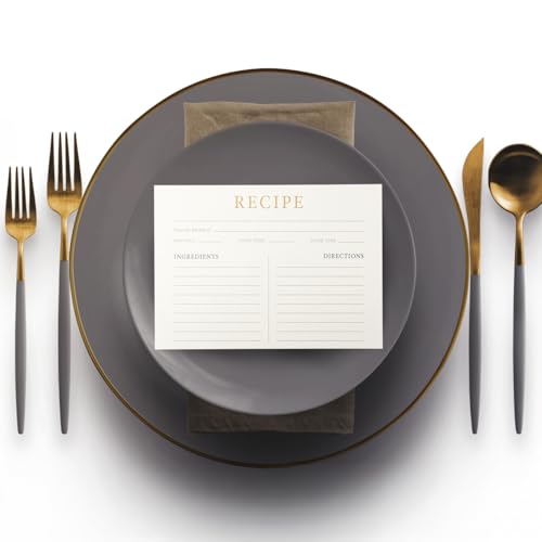 Elegant Recipe Cards - Champagne Gold, 4x6 Double-Sided Design