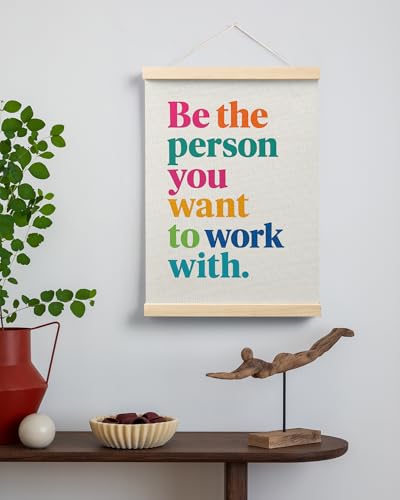 Motivational Office Wall Art Poster with Wooden Hanger - 12x16 Inch