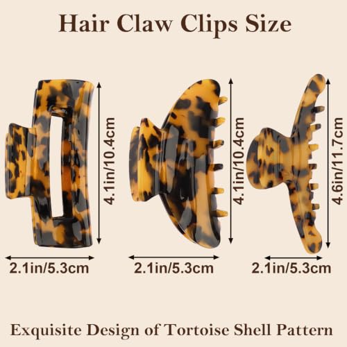 FASOTY Tortoise Shell Hair Claw Clips Set - Large Non-Slip Hair Accessories for Women