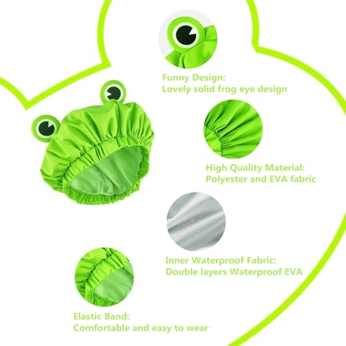 LamaMe Frog Shower Cap - Waterproof Reusable Double-Layer Hair Cap for Women