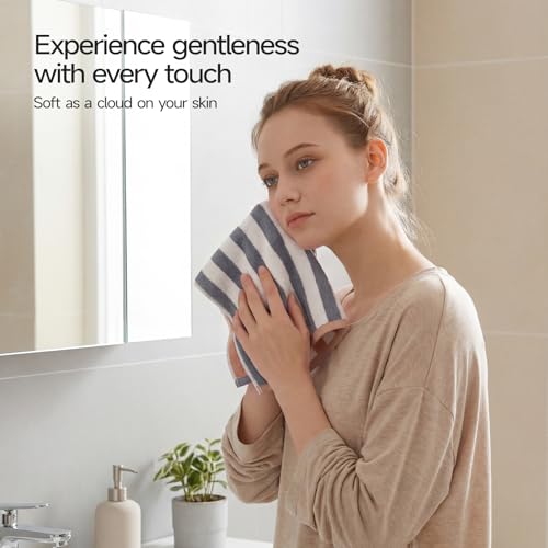 Gray Cotton Washcloths 6 Pack, Soft & Highly Absorbent 13x13 Inches for Bathroom & Kitchen