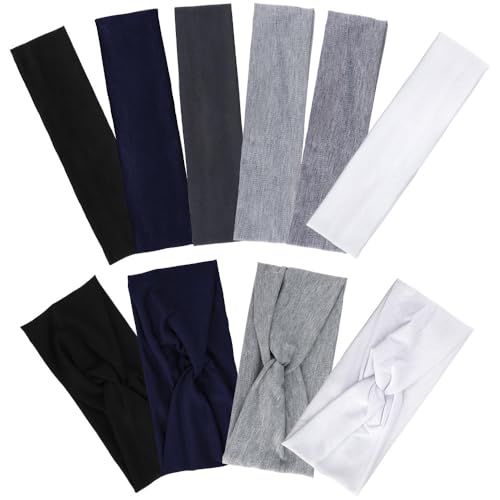 AHONEY Grey Non-Slip Hair Headbands 10 Pack for Women & Workout