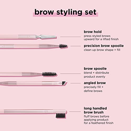 Real Techniques Brow Styling Set - 3-Piece Eyebrow Brush & Spoolie Collection