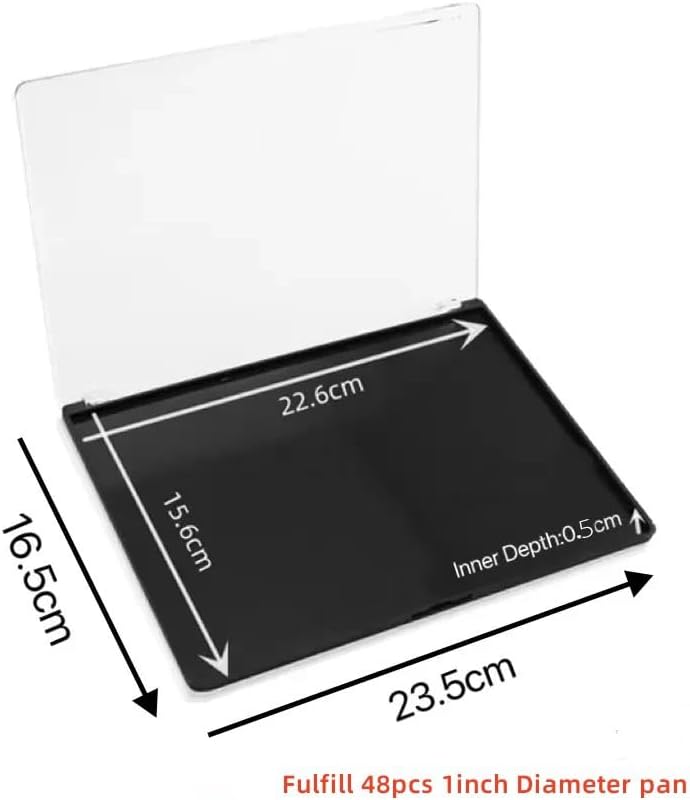Magnetic Makeup Palette - 2 Pack XL Large Clear Top Storage Box with 40 Metal Stickers | 9.25'' x 6.57''