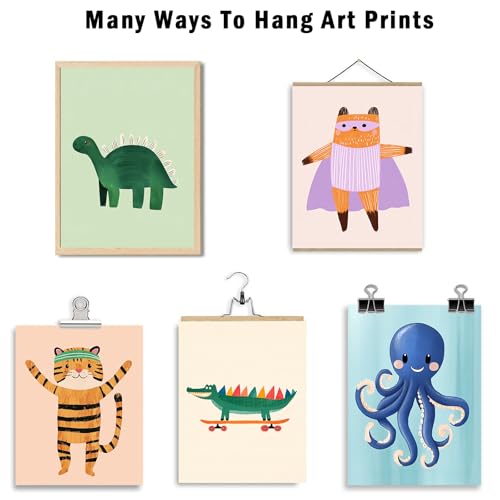 Cartoon Animal & Vehicle Canvas Wall Art - 12Pcs Nursery Decor