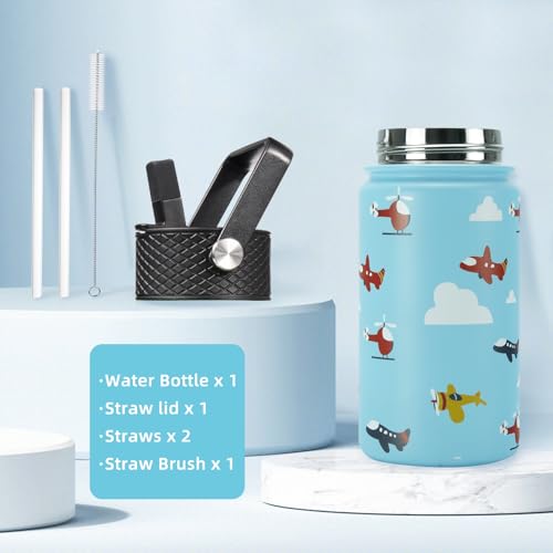 BJPKPK 15oz Insulated Water Bottle with Straw Lid - Leak Proof, BPA-Free