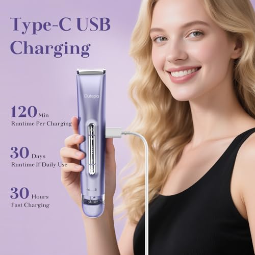 Dutepa 2-in-1 Electric Bikini Trimmer & Facial Shaver, IPX7 Waterproof