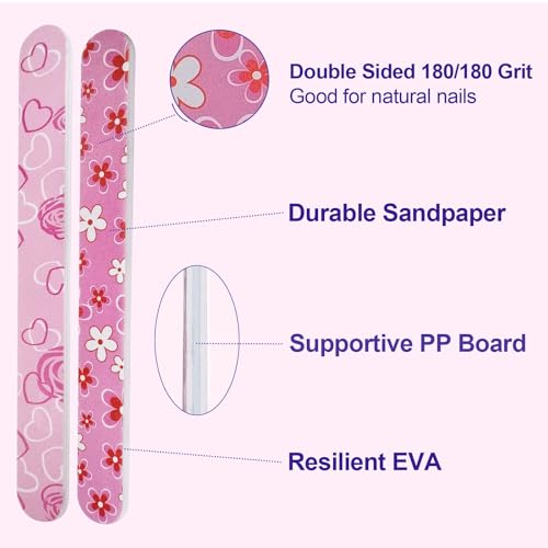 24 Pack Colorful Dual-Sided Nail Files - 180 Grit Emery Board