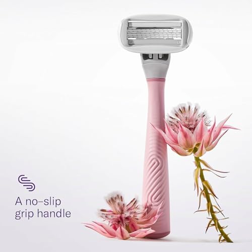 Flamingo Shaving Razor Set for Women - Rose Handle & 4 Refills