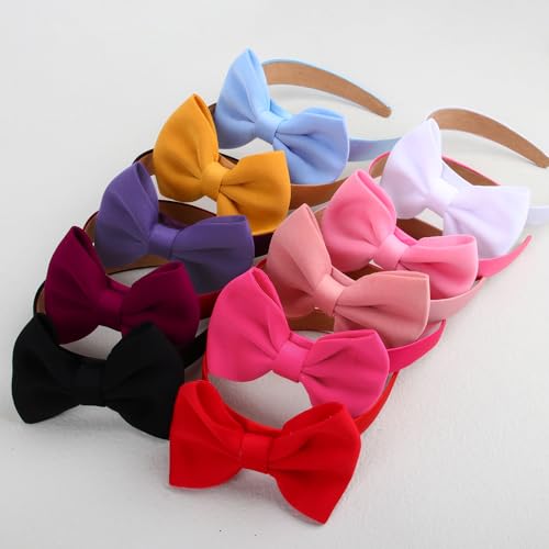 10 Pack Satin Bow Headbands for Women - Stylish Hair Accessories