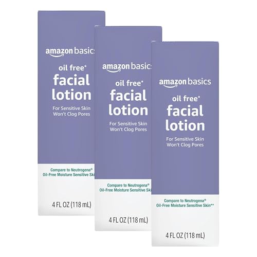 Amazon Basics Oil-Free Facial Moisturizer for Sensitive Skin, 4 oz (Pack of 3)