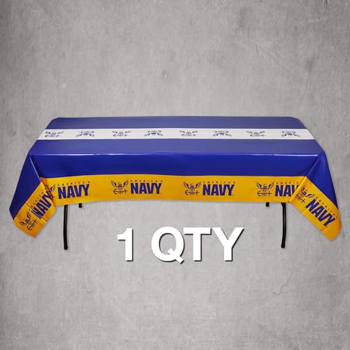 U.S. Navy Premium Disposable Tablecloth - 9ft x 4.5ft Party Cover