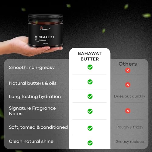 BAHAWAT Unscented Hair & Beard Butter - Leave-in Conditioner, 2 oz