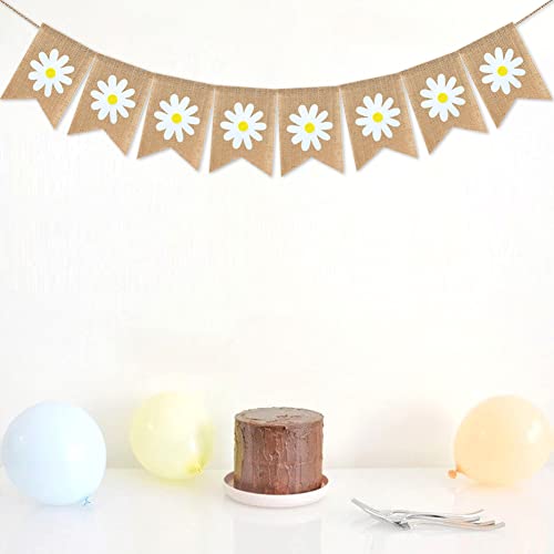 Burlap Daisy Banner Garland for Spring & Summer Parties