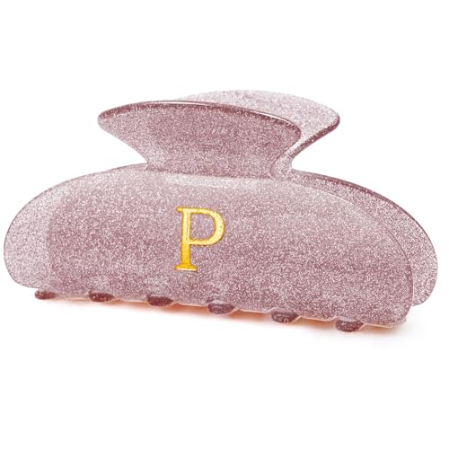 Lavender Glitter Initial Hair Clip P - Fxcert Personalised Acrylic Letter
