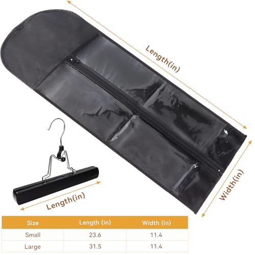 JOLYEAK 1 Pack Wig Storage Bag with Hanger (Size Large) - Extra Long Wig Holder with Transparent Zip Closure