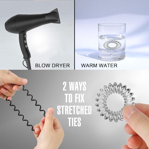 Clear Spiral Hair Ties - No Crease, 20 Pcs for All Hair Types