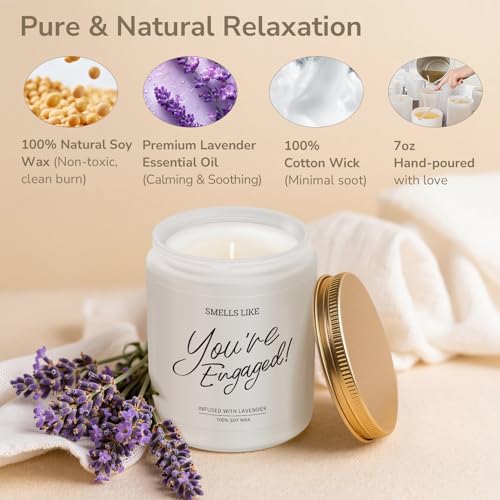 Lavender Scented Candle 7oz - Perfect Engagement Gift for Couples