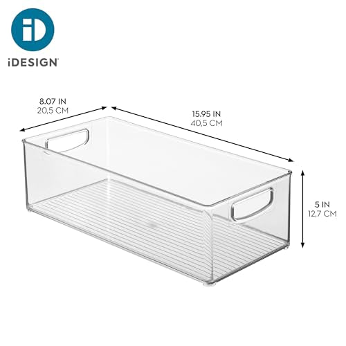 iDesign Stackable Clear Storage Bin - Kitchen Organizer with Handles