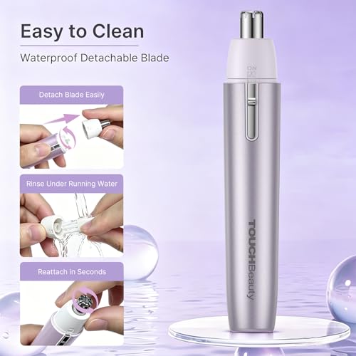 Purple Nose & Ear Hair Trimmer for Women, Painless Water-Resistant Pen-Style