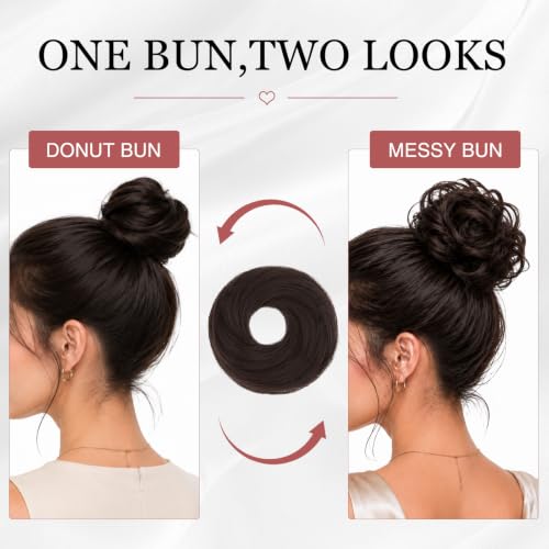 2PCS Messy Bun Hair Piece for Thin Hair - Natural Synthetic Updo Scrunchie