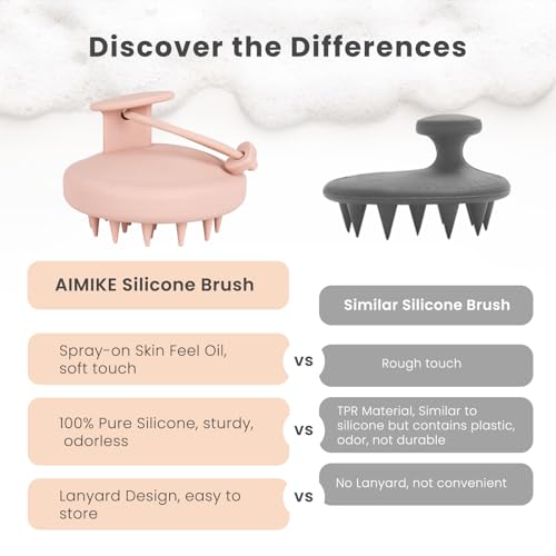 AIMIKE Morandi Pink Scalp Massager Brush | Soft Silicone Hair Scrubber