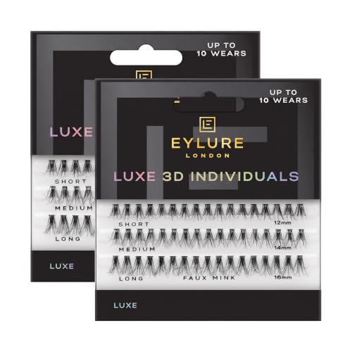 Eylure Luxe 3D False Eyelash Flares Pack of 2 – Short, Medium & Long Individual Lashes