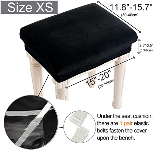Soft Velvet Vanity Bench Cover - XS Stretch Washable Slipcover