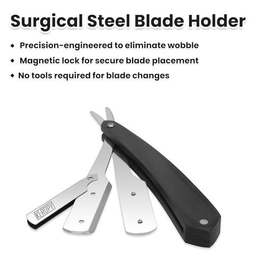 Keropy Black Wooden-Handle Shavette Straight Razor (Variation: Black Wooden Handle)