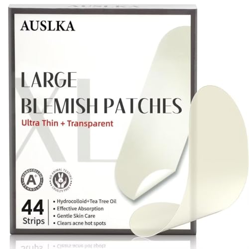 Large Hydrocolloid Blemish Patches - 44 Strips for Acne Care