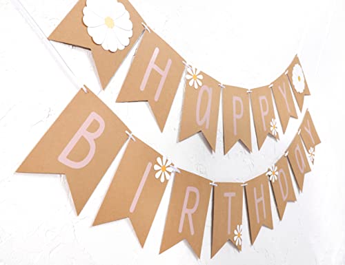 Daisy Happy Birthday Banner Set - Wildflower 3D Decoration