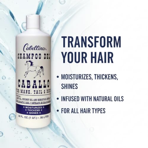 Cabellina Shampoo with Horsetail Extract, 32 Fl Oz (Pack of 2) - Strengthens & Adds Shine