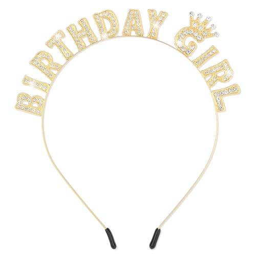 CIEHER Gold Birthday Headband Tiara Crown for Girls