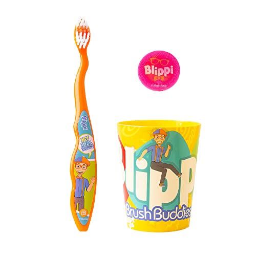 Blippi Kids Toothbrush Kit - 3PC Soft Bristles Travel Set