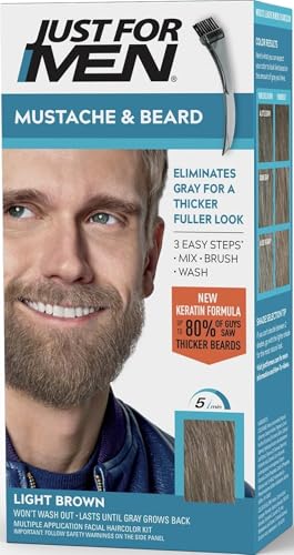 Just For Men Mustache & Beard Dye, Light Brown M-25 - Keratin Infused