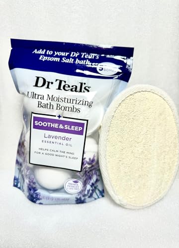 Lavender Bath Bombs Gift Set with Essential Oils and Exfoliating Pad