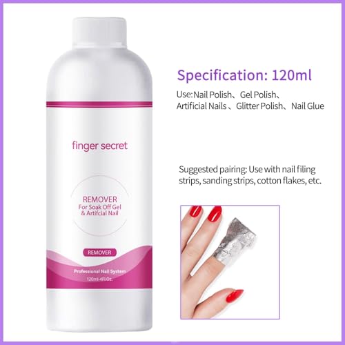 BEVINAS Nail Polish Remover Kit - 4 Fl.Oz. Remover & Slip Solution with Glass Cup & Cleaning Pads