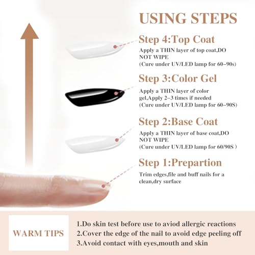 SHOYUM 15ml Gel Base and No Wipe Top Coat Set - Long Lasting Nail Manicure